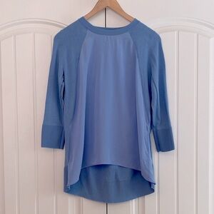 COS Mixed Silk 3/4 Sleeve Women's Blouse Top Size XS‎ Blue